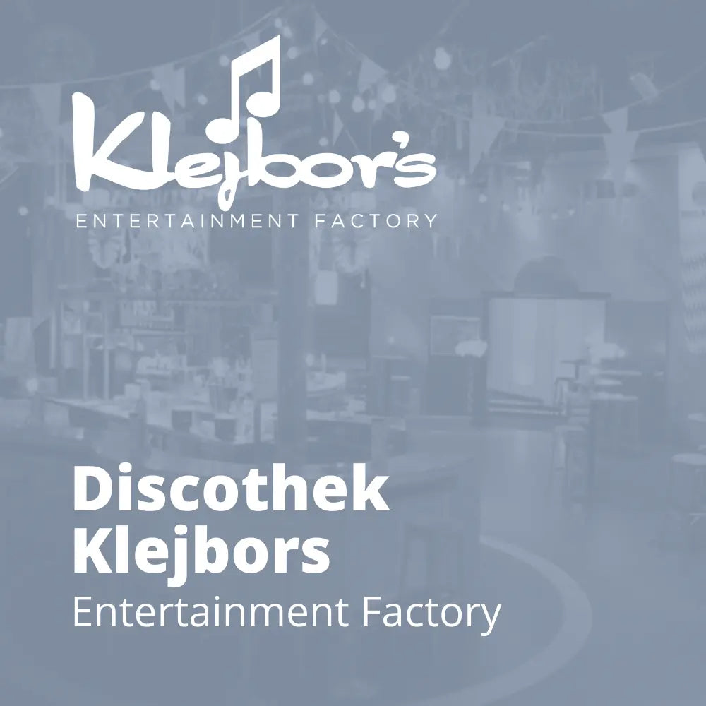 Referenzbild der Discothek Klejbor’s mit Logo und Text „Discothek Klejbor’s, Entertainment Factory“, im Hintergrund Club Innenraum, Partnerreferenz der Erfolgsimpulse GmbH.