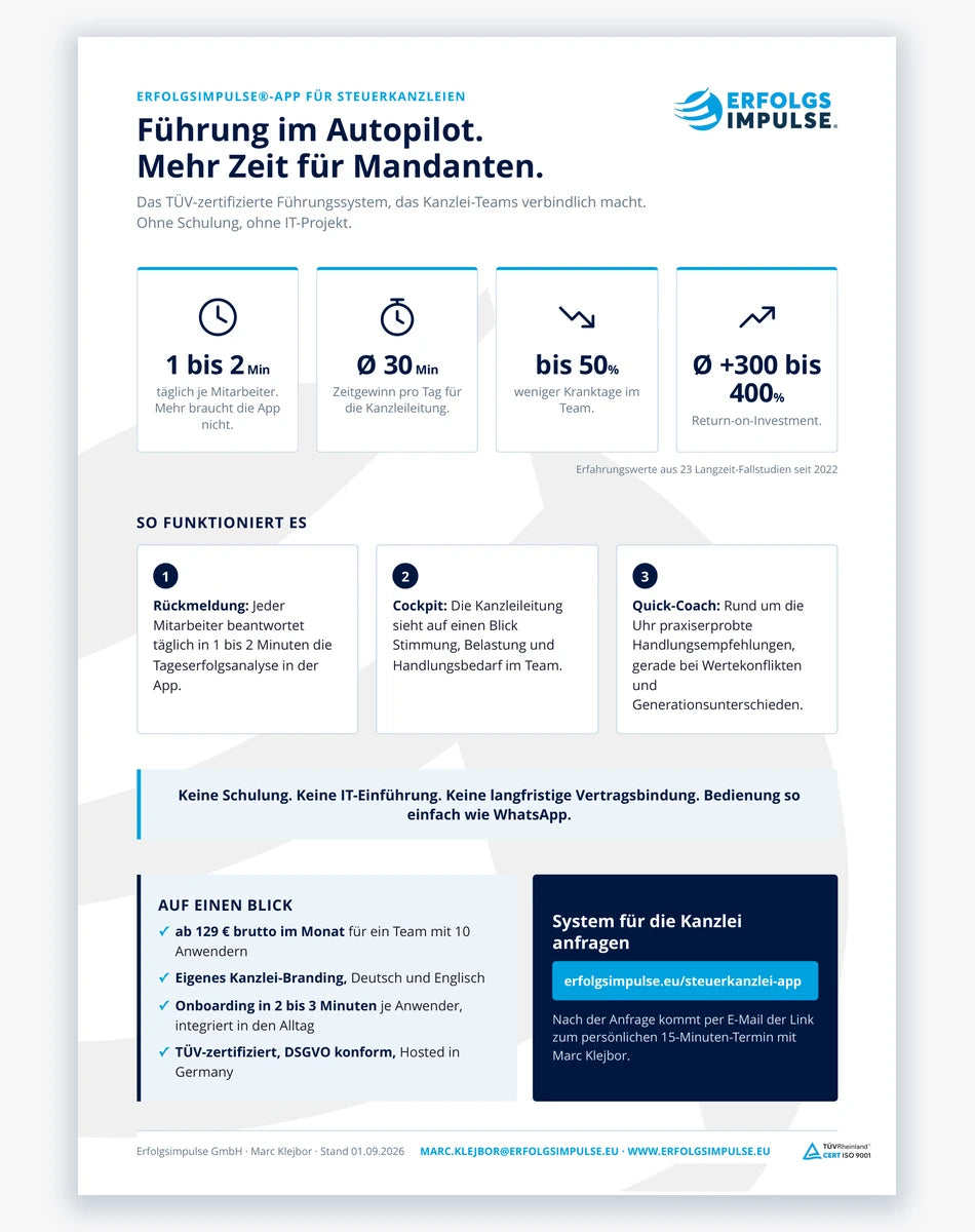 Vorschau des Infoblatts zur Erfolgsimpulse-App fuer Steuerkanzleien