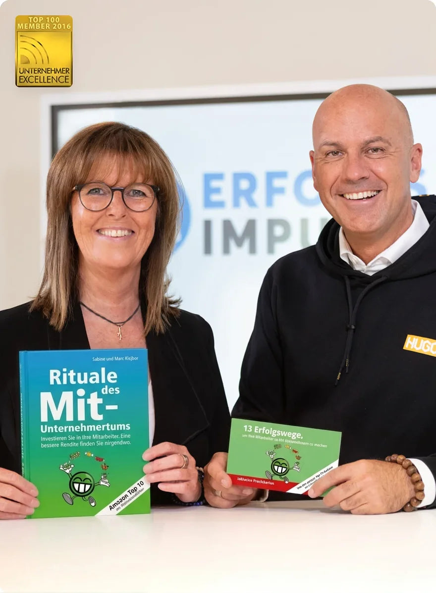 Sabine und Marc Klejbor präsentieren das Buch „Rituale des Mitunternehmertums“ mit Praxiskarten bei Erfolgsimpulse, Impulse für Mitarbeiterbindung, Mitunternehmertum und nachhaltige Unternehmenskultur.